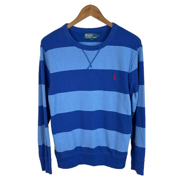 LS324 Men’s Polo Ralph Lauren Designer Color Block Crew Sweatshirt L - Picture 1 of 5